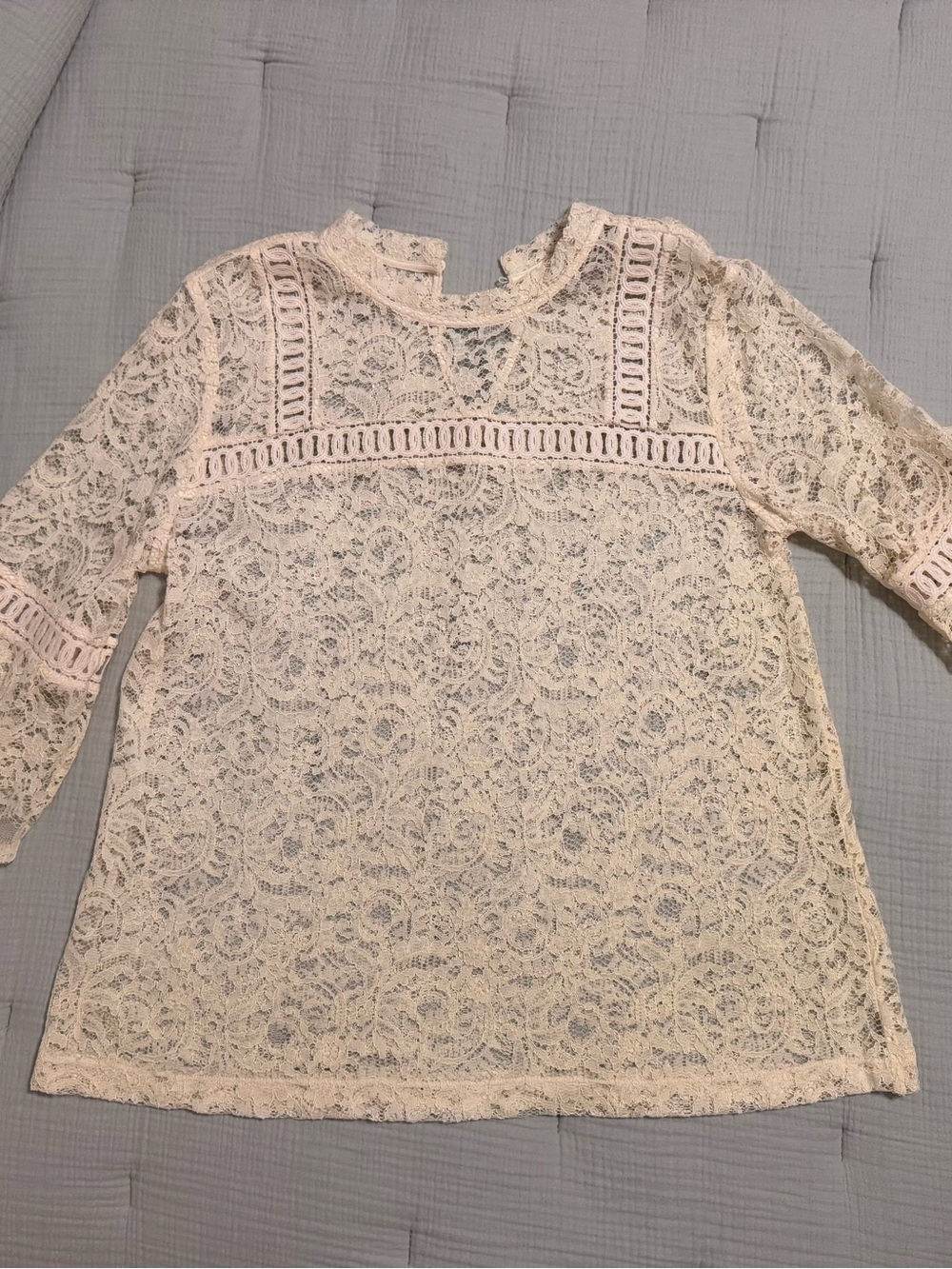 LOFT Cream Lace Mock Neck Blouse